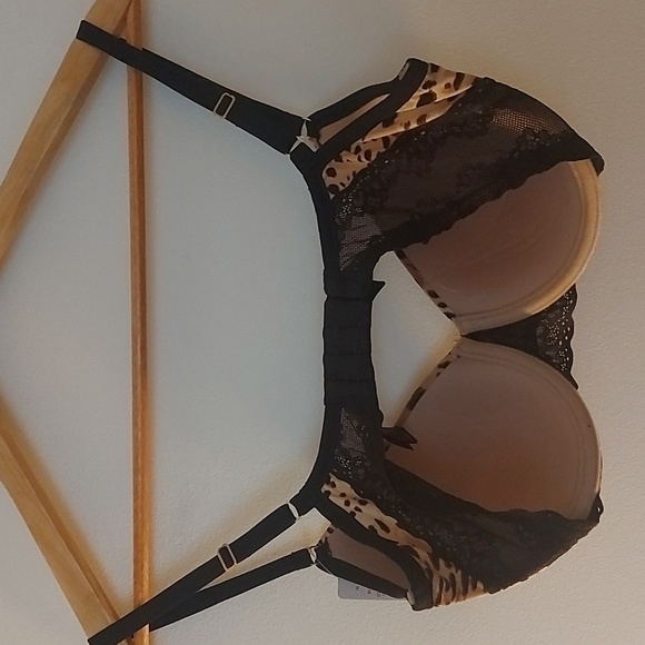 NWT Natori Bliss Perfection Leopard Print Lightly Lined Lace Trim Bra - Picture 3 of 10